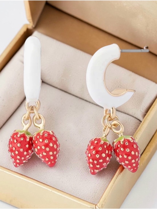 Betsey Johnson Jewelry - Betsy Johnson Backyard Strawberry Huggies‎ -  Small Hoop Earrings NWT $38 MSRP
